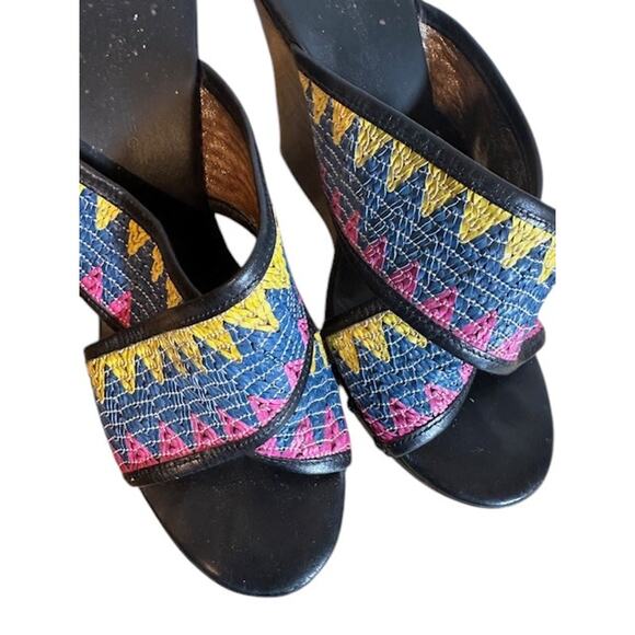 Diane Von Furstenberg Multi -Color Crisscross Wedges Women Sz 10 - Picture 5 of 9